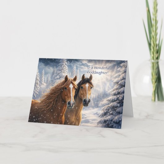Patentochter Weihnachten mit Pferden im Schnee (Vorderseite)