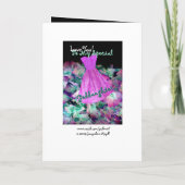 PATENTTOCHTER Blumen-Mädchen-lila Kleid und Blumen Einladung (Rückseite)