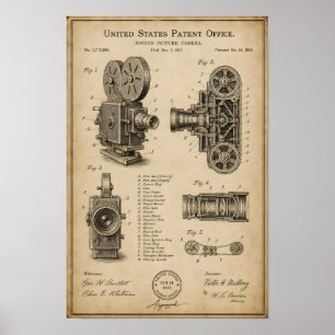 Patentzeichnung einer Vintage-Kamera Poster