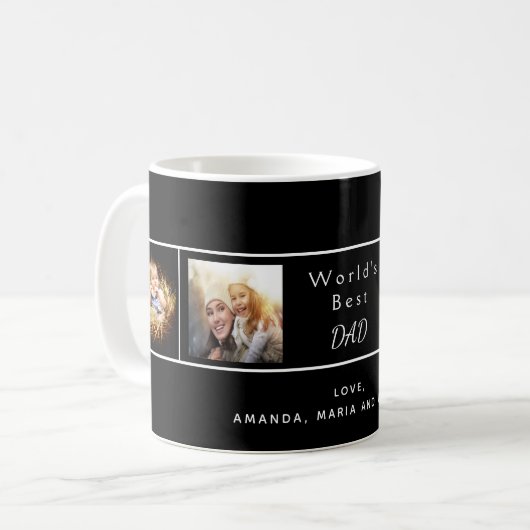 Pater bester Vater Schwarzes Foto Collage Kaffeetasse (Vorderseite Links)