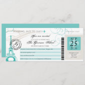 Pater Daughter Dance Paris Boarding Pass Einladung (Vorne/Hinten)