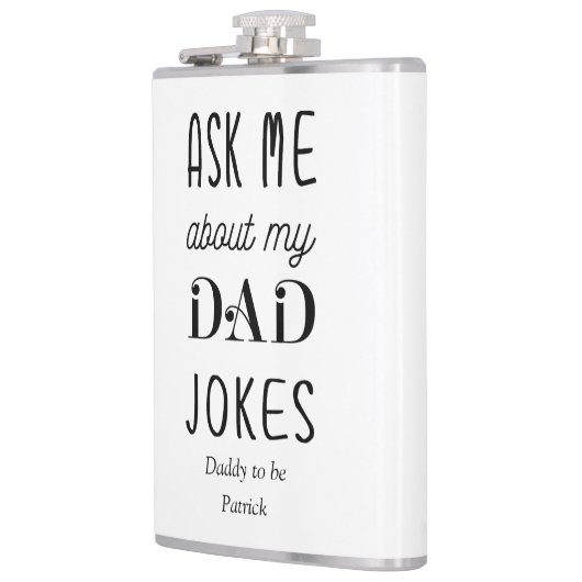 Pater Funny Vater Schwarz-weißer Zitat Flachmann (Links)