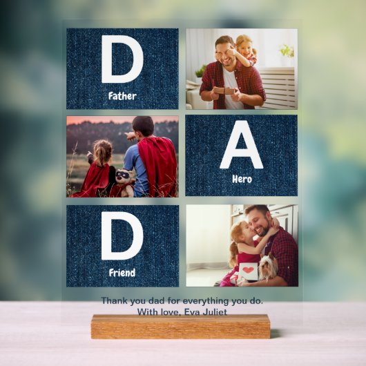 Pater Hero und Freund Gruß Foto Collage Acrylschild (Neutral)