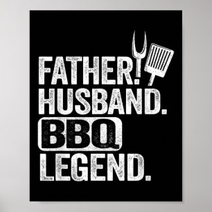 Pater Husband Grillen Legend Grillvater Rauchen Fl Poster