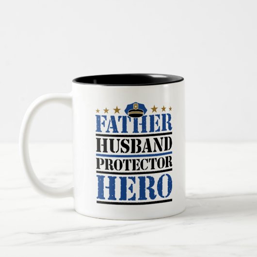 Pater Husband Protector Hero Police Vater Zweifarbige Tasse (Links)