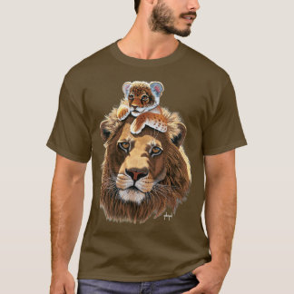 Pater Lion und Löwe Cub männlicher Löwe T-Shirt