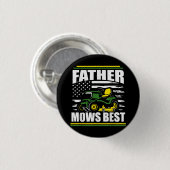 Pater Mows Best Funny Lawn Mower American Flag Fla Button (Vorne & Hinten)