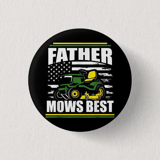 Pater Mows Best Funny Lawn Mower American Flag Fla Button (Vorderseite)