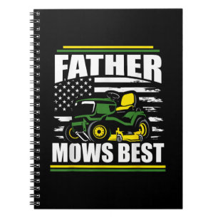 Pater Mows Best Funny Lawn Mower American Flag Fla Notizblock