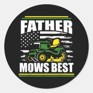 Pater Mows Best Funny Lawn Mower American Flag Fla Runder Aufkleber
