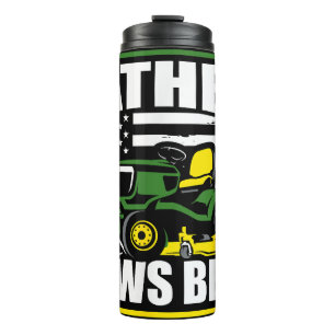 Pater Mows Best Funny Lawn Mower American Flag Fla Thermosbecher