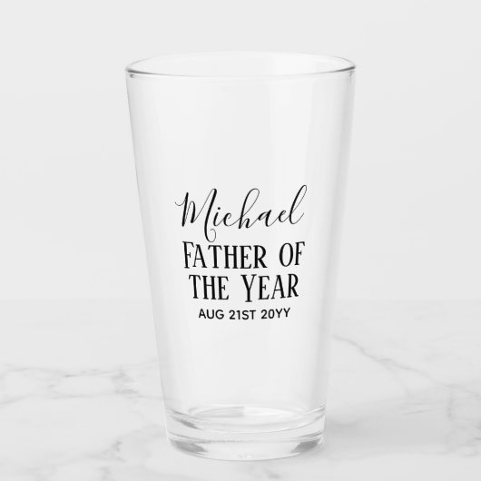Pater of the YEAR VATER Husband Man CUSTOPM TEXT Glas (Vorderseite)