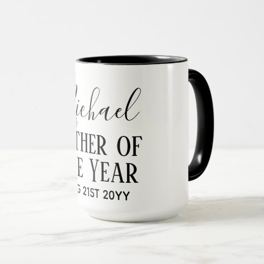Pater of the YEAR VATER Husband Man CUSTOPM TEXT Tasse (VorderseiteRechts)