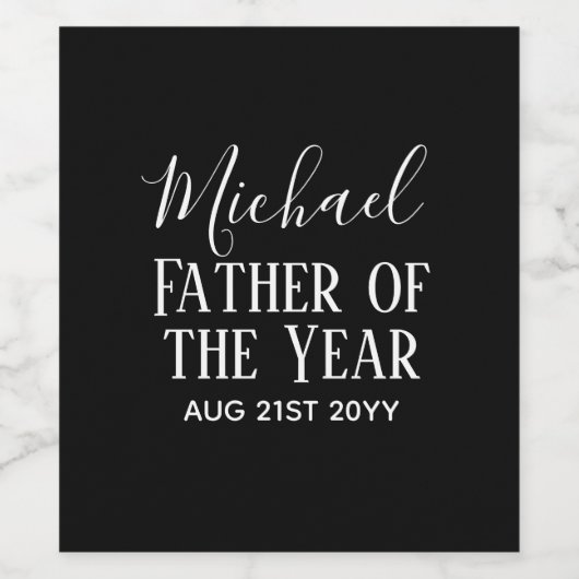 Pater of the YEAR VATER Husband Man CUSTOPM TEXT Weinetikett (Einzelnes Label)