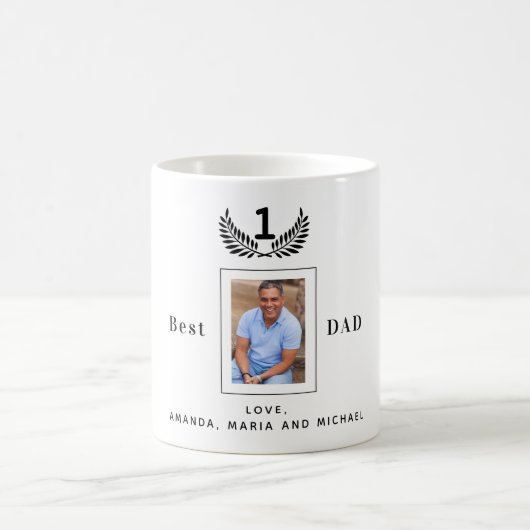 Pater Papa Foto Schwarz-weiße Namen Kaffeetasse (Mittel)