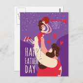Pater Son spielt Basketball niedliche Illustration Postkarte (Vorne/Hinten)