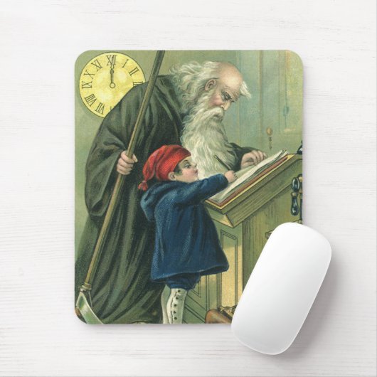Pater Time wünscht Ihnen ein glückliches neues Jah Mousepad (Mit Mouse)