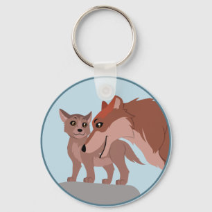 Pater Wolf und Pup Schlüsselanhänger