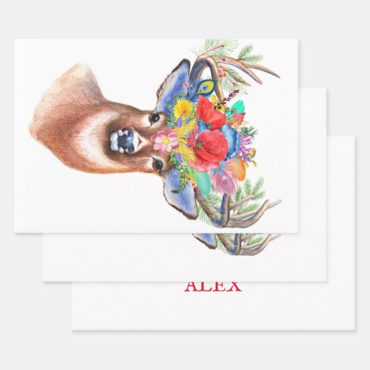 Paterna Blume Rentier Weihnachtsmagie Geschenkpapier Set (Set)