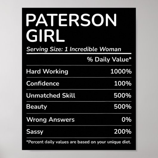 Paterson Girl Funny New Jersey Hometown  Poster (Vorne)