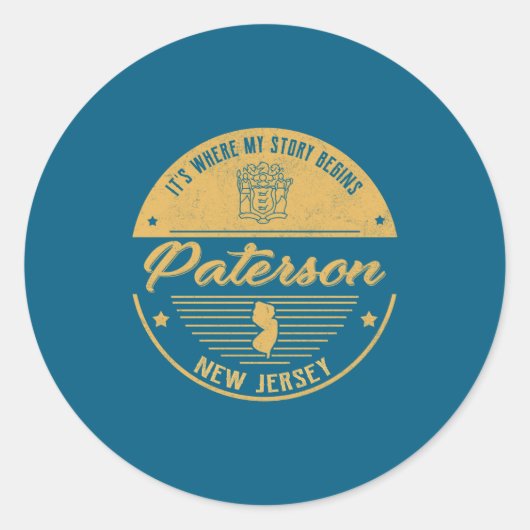 Paterson New Jersey Its Where My Story Begins _1  Runder Aufkleber (Vorderseite)