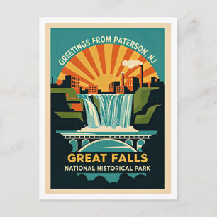 Paterson NJ Great Falls Historic District Retro Postkarte