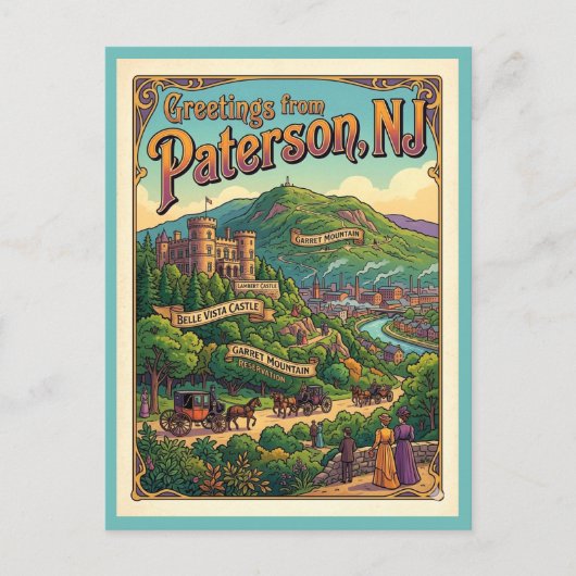 Paterson NJ Lambert Castle Garret Mountain wird zu Postkarte (Vorderseite)