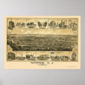 Paterson, NJ Panoramic Map - 1880 Poster (Vorne)