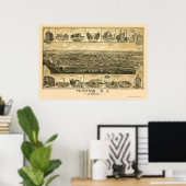 Paterson, NJ Panoramic Map - 1880 Poster (Heimbüro)