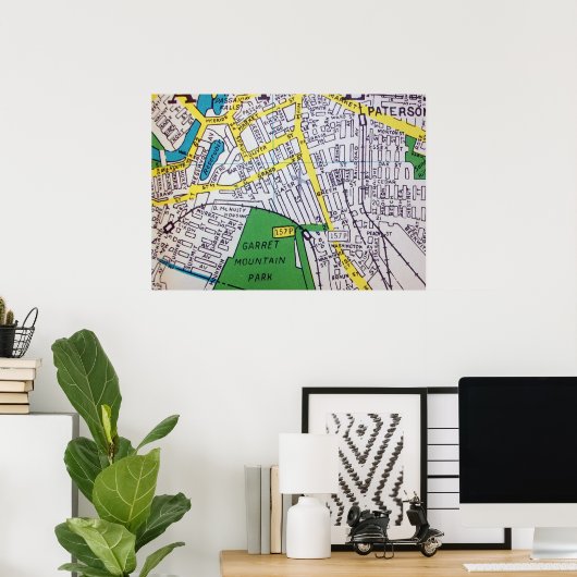 Paterson, NJ Vintag Map Poster (Heimbüro)