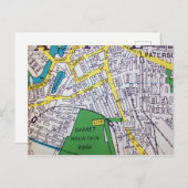 Paterson, NJ Vintag Map Postkarte (Vorne/Hinten)