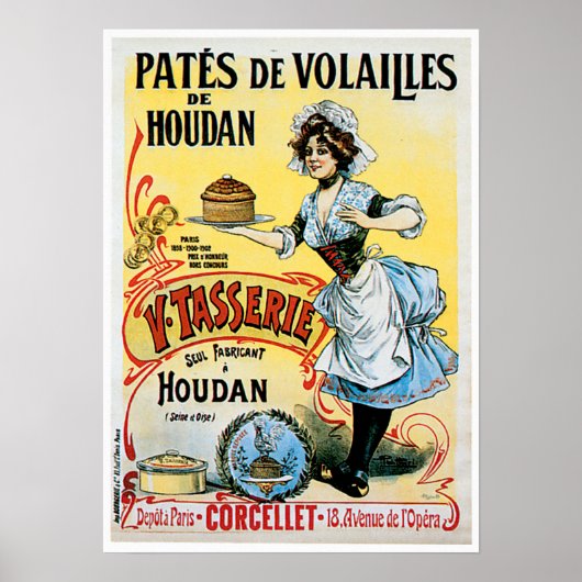 Pates De Volailles Houdan Vintage Lebensmittel und Poster (Vorne)