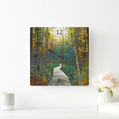 Path in Forest Design 263 Quadratische Wanduhr (Zuhause)