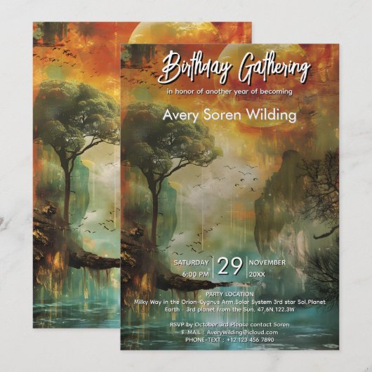 Path of Light | Nature Inspired Composition Einladung (Vorne/Hinten)