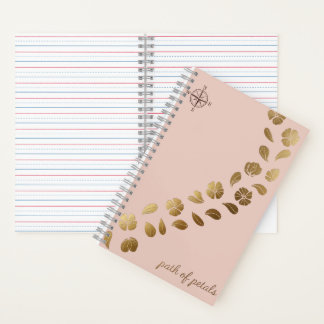 Path of Petals – Elegant Gold Flower Trail Journal Notizblock