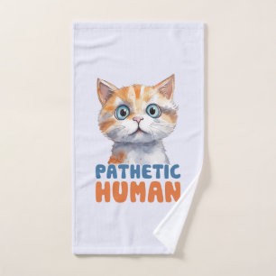 Pathetischer Mensch - Sarcastic Cat Design Badhandtuch Set