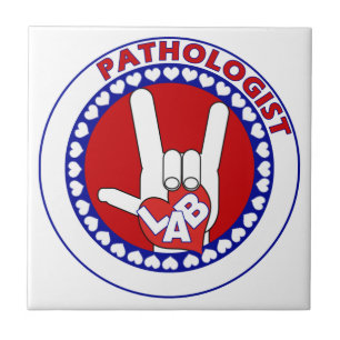 PATHOLOGIST LOGO ROUND ASL I LIEBE LABRADOR FLIESE