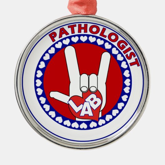PATHOLOGIST LOGO ROUND ASL I LIEBE LABRADOR ORNAMENT AUS METALL (Vorne)