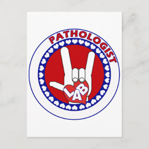 PATHOLOGIST LOGO ROUND ASL I LIEBE LABRADOR POSTKARTE