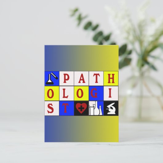 PATHOLOGISTISCHE SCRABBLE BLOCKS ARZT PHYSICIAN POSTKARTE (Stehend Vorderseite)