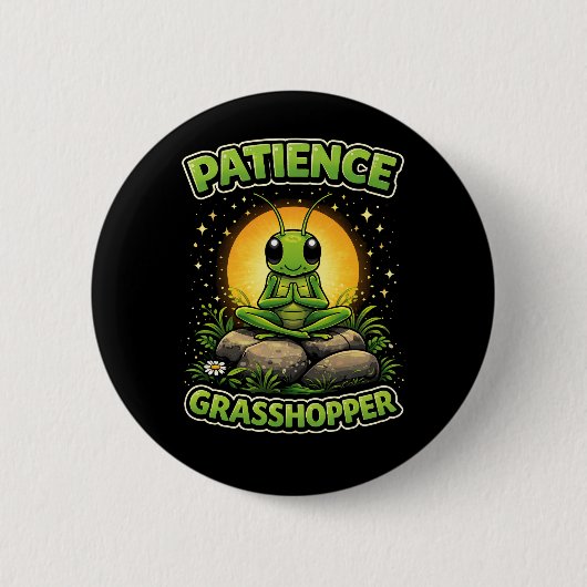 Patience Grasshopper Button (Vorderseite)