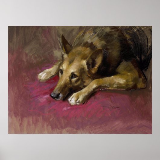 Patient Deutscher Schäferhund von Marino Lenci Poster (Vorne)