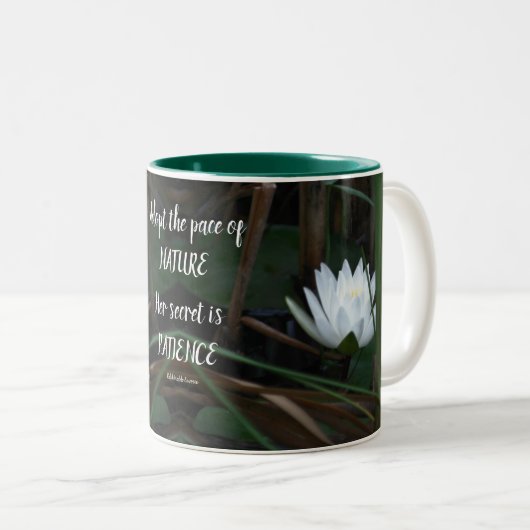 Patient Emerson Inspiration Zitat Lotus Zweifarbige Tasse (VorderseiteRechts)