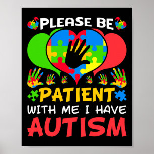 Patient Me Herz farbenfrohe Puzzle Ich habe Autism Poster