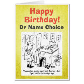 Patient mit Arzt. Geburtskarte des Arztes (Vorne)