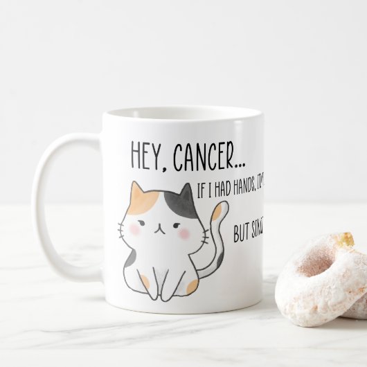 Patient mit sonnigen Krebserkrankungen, Katzen län Kaffeetasse (Mit Donut)