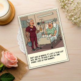 Patient Scared of Nurse Sponge Bath Get Well Postkarte