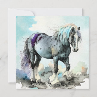 Patient Shire Horse Watercolour Dankeskarte