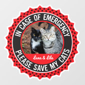 Patientensicherheit bei mehreren Katzen - Warnhinw Fensteraufkleber (Blatt)