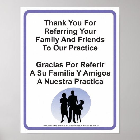 Patientenüberweisungszeichen des Arztes Poster (Vorne)